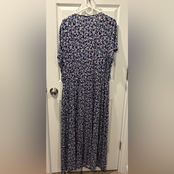 Lane Bryant Blue & Purple Floral V Neck Waist Knot Jersey Maxi Dress Size 22/24 - Picture 4 of 6